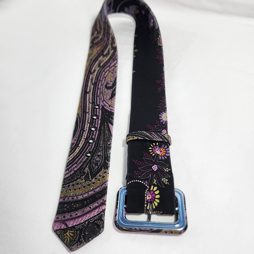 Etro Paisley Floral Sheath Dress Stretch Italian Designer Boho Belt Womens 4 40 - Picture 13 of 16